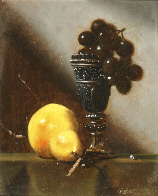 Appraisal: Robert White American b Table Top Still Life of a