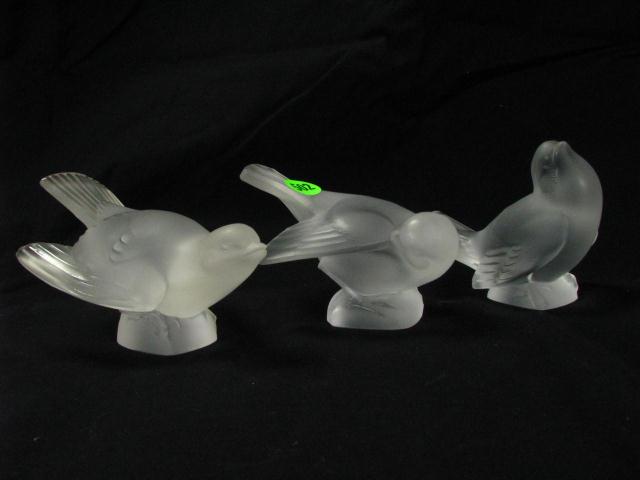 Appraisal: Three Lalique Crystal Frosted Sparrows in various poses all approximately