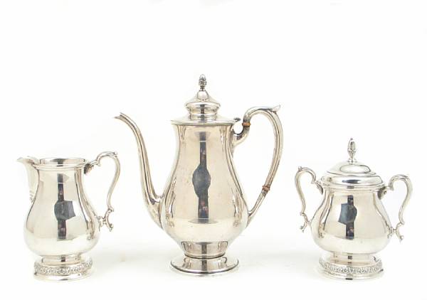 Appraisal: A sterling assembled three piece coffee set Comprising coffee pot