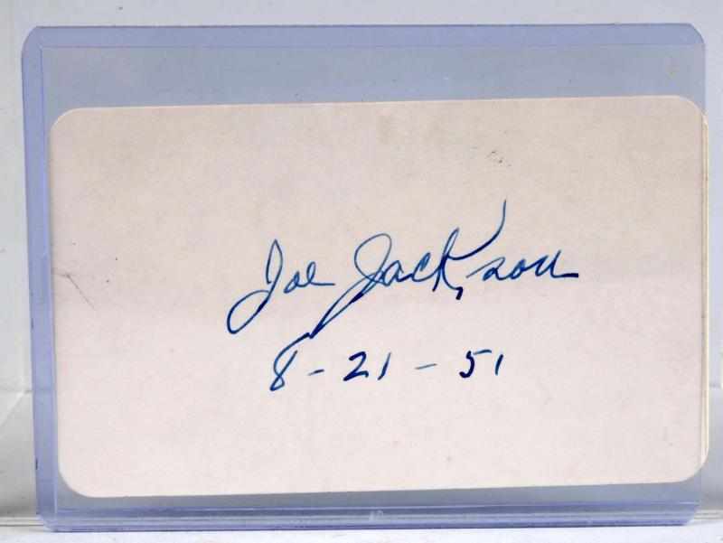 Appraisal: Vintage Joe Jackson Signature on Card Joe Jackson's signature is