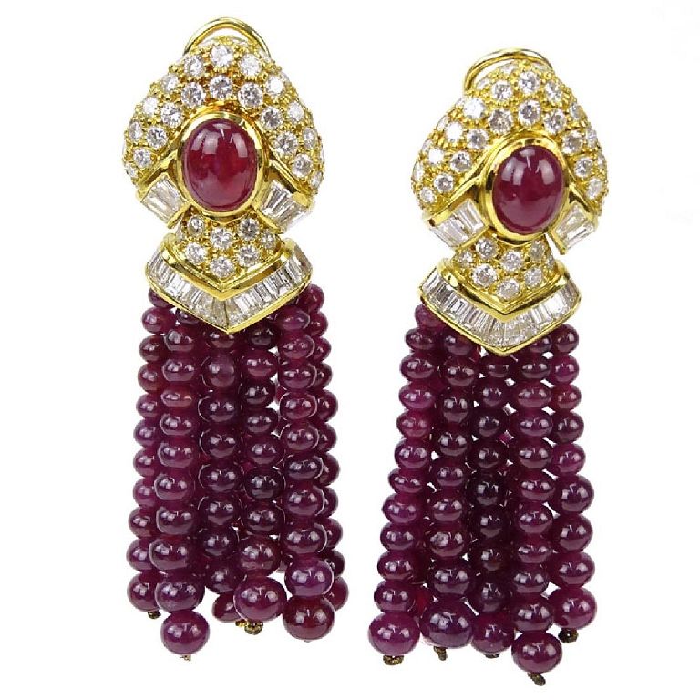 Appraisal: Fine Quality Bulgari style Burma Ruby Diamond and Very Fine