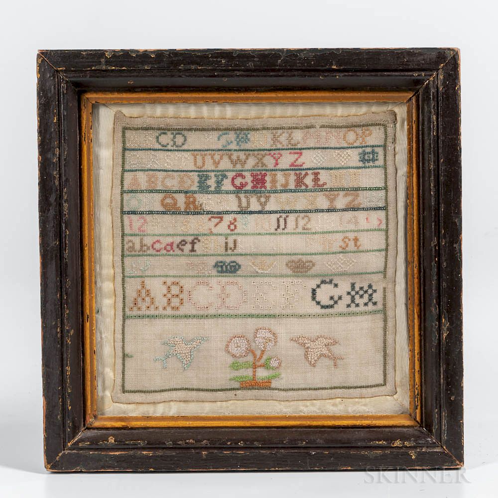 Appraisal: Small Needlework Sampler Small Needlework Sampler England early th century