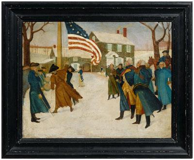 Appraisal: Washington at Valley Forge painting George Washington outside his headquarters