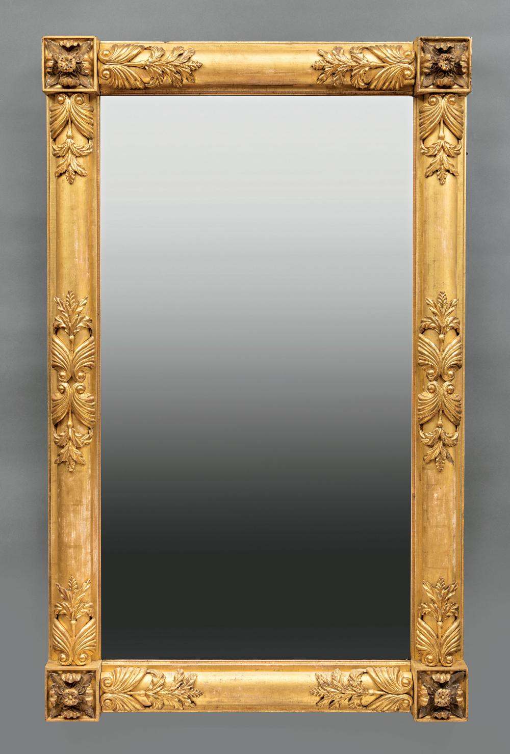 Appraisal: American Classical Carved Giltwood Pier Mirror c foliate carved corner