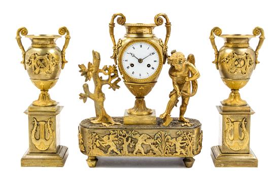 Appraisal: Sale Lot A Napoleon III Gilt Bronze Clock Garniture th