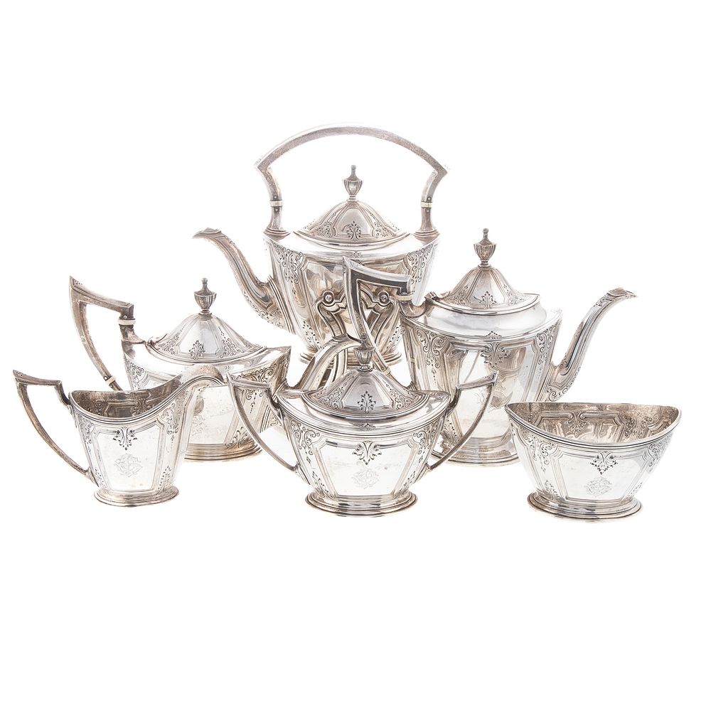 Appraisal: Six-Piece Durgin Sterling Lenox Tea Coffee Svc Including hot water