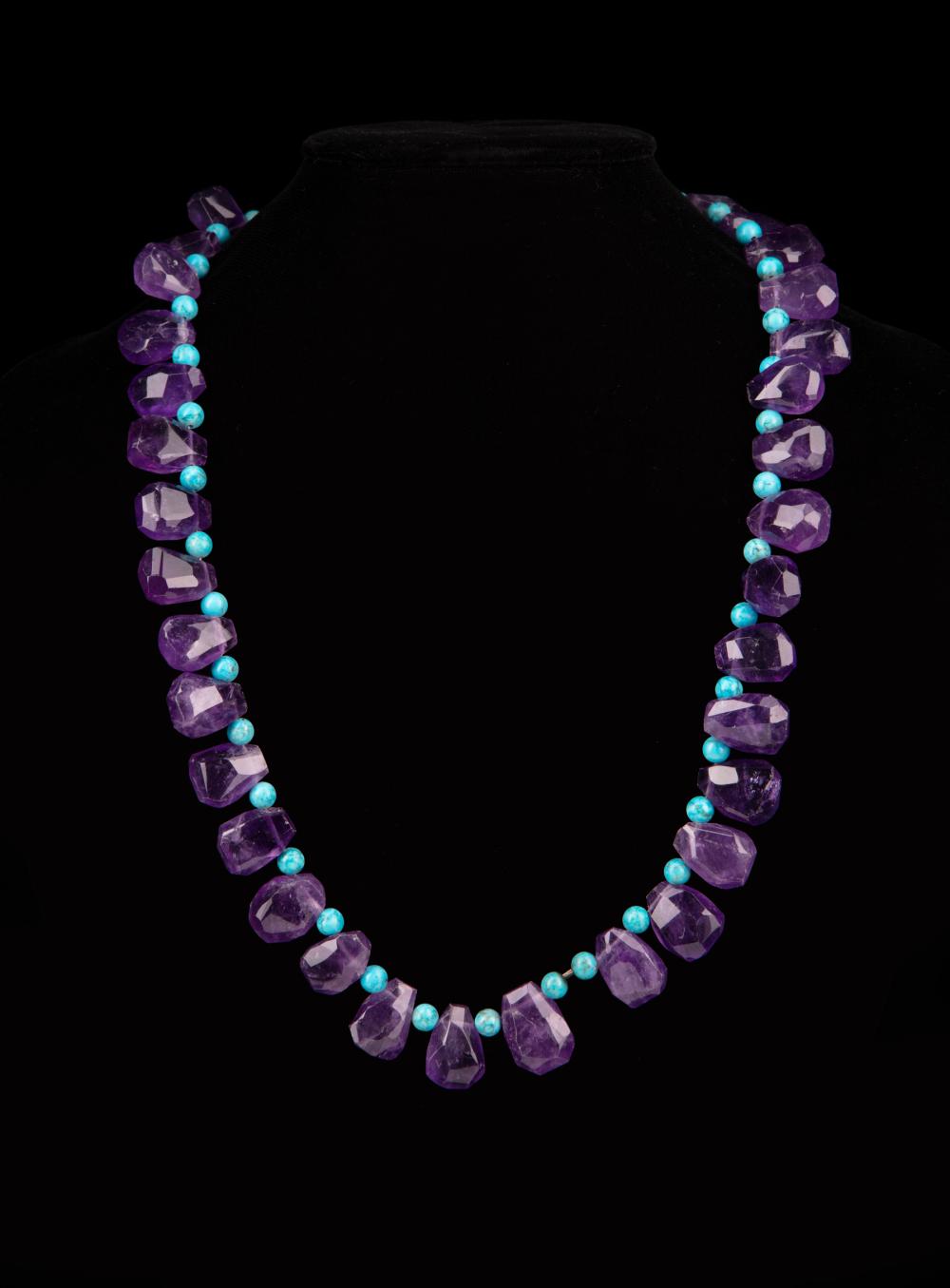 Appraisal: Mario Villa Nicaraguan New Orleans - Amethyst and Turquoise Beaded