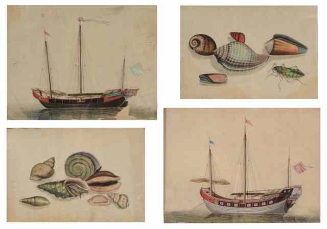 Appraisal: A PAIR OF CHINESE PITH PICTURES depicting junks circa x