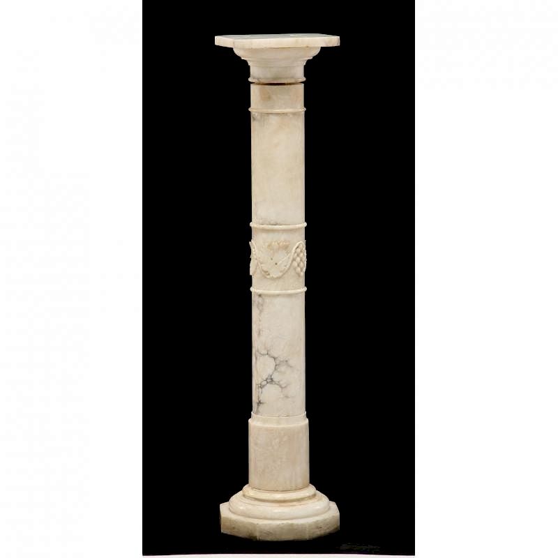 Appraisal: White Marble Columnar Pedestal the stone with darker veins the