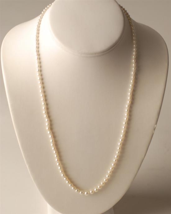 Appraisal: A Graduated Akoya Cultured Pearl Necklace long with a silver