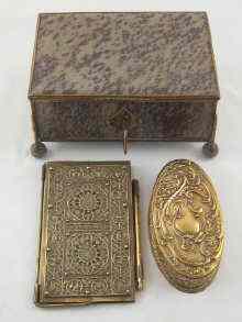 Appraisal: A brass mounted hardstone jewel box x x cm high