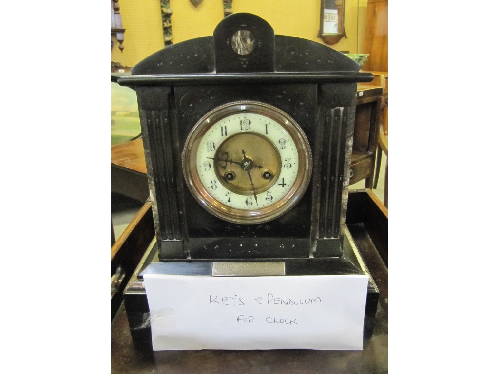 Appraisal: Victorian black slate and marble mantel clock