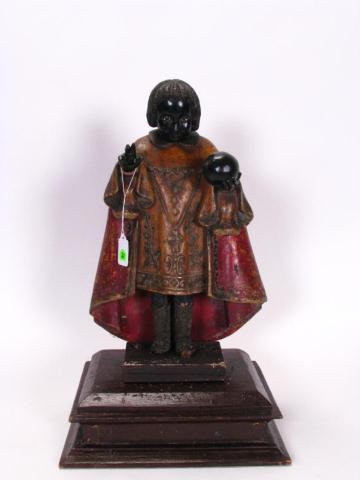 Appraisal: Polychrome vintage th century Santos inches high including plinth depicting