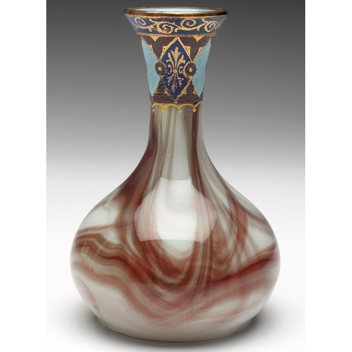 Appraisal: Loetz Karneol vase bulbous bottom with painted design at top