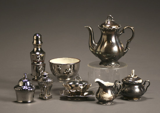 Appraisal: Group of Twelve European Silver Lustre Tea Wares and Table