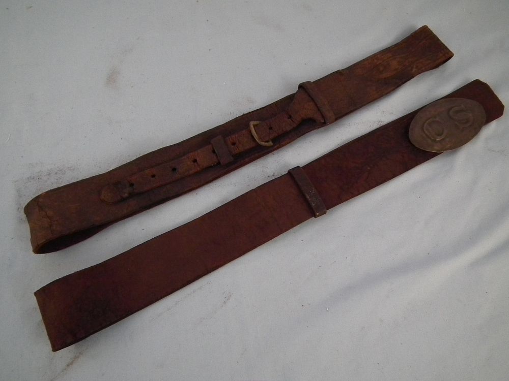 Appraisal: CONFEDERATE BUCKLE BELTS Lot of leather Confederate Civil War belts