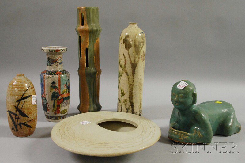 Appraisal: Six Assorted Asian Ceramic Items including decorative modern and studio