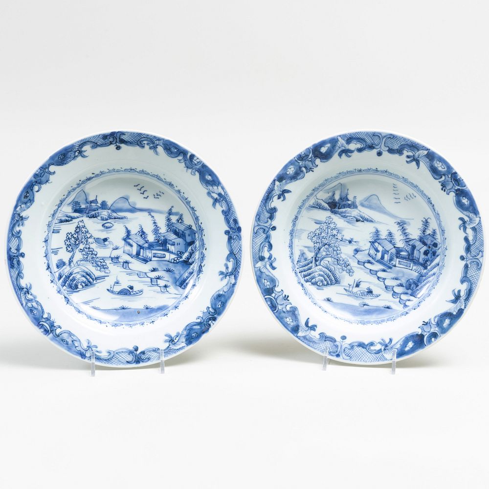 Appraisal: Pair of Chinese Blue and White Porcelain Dishes in diam