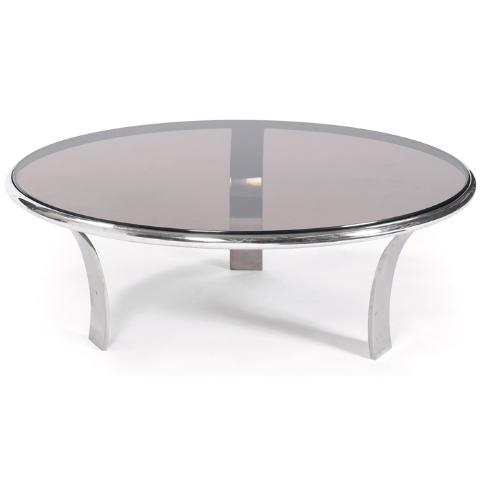 Appraisal: Gardner Leaver coffee table by Steelcase polished steel frame with