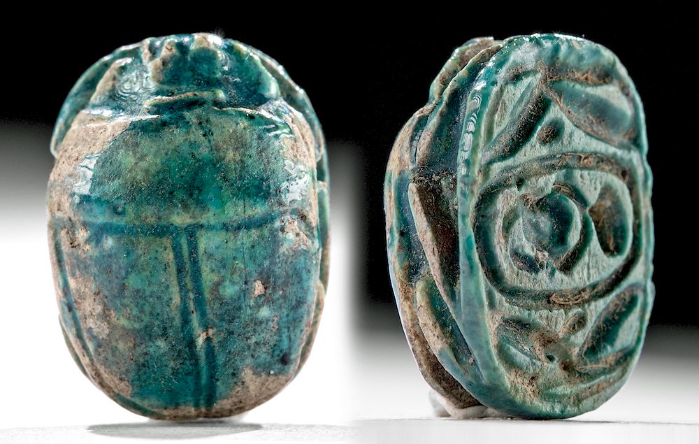 Appraisal: Egyptian Faience Scarab Thutmose III ex-Mitry Ancient Egypt New Kingdom