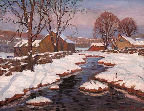 Appraisal: Robert Emmett Owen American - Winter Stream at Sunset signed