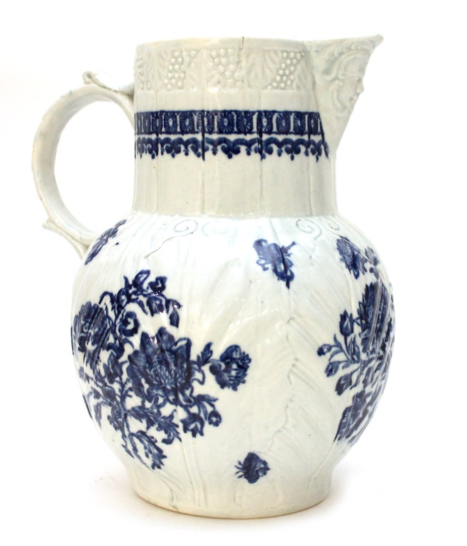 Appraisal: A Seth Pennington Liverpool blue and white cabbage leaf moulded