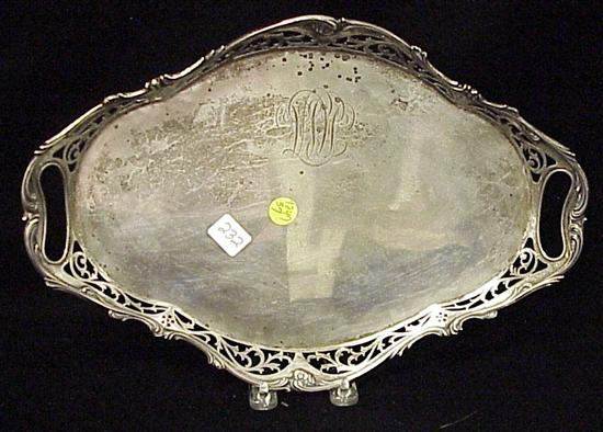 Appraisal: SILVER Gorham tray A ovoid with pierced rim and handles