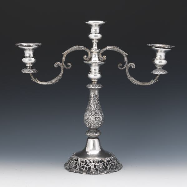 Appraisal: DURHAM SILVER CO STERLING SILVER THREE-LIGHT CANDELABRUM x x Three-light