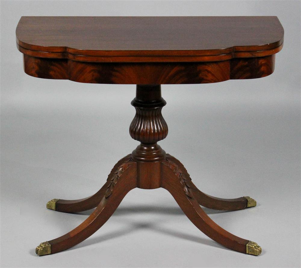 Appraisal: AMERICAN FEDERAL STYLE CARVED MAHOGANY CARD TABLE the card table