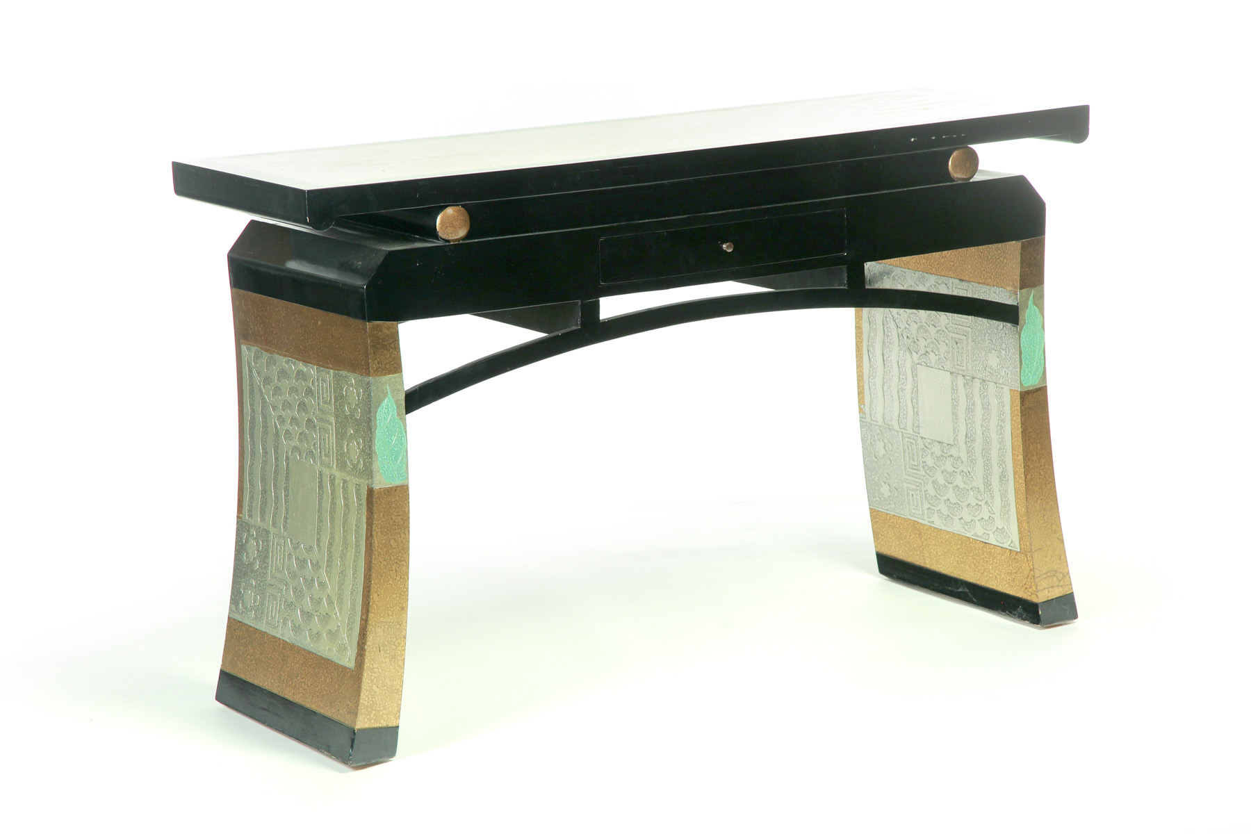 Appraisal: ONE-DRAWER CONSOLE TABLE Second half- th century Black lacquer with