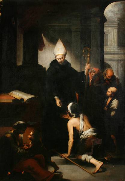 Appraisal: Manner of Bartolom Esteban Murillo Beggars in the church oil