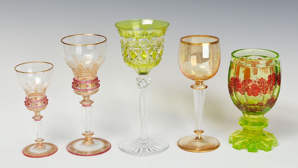 Appraisal: A MIXED LOT OF ANTIQUE CONTINENTAL WINE GOBLETS Continental art