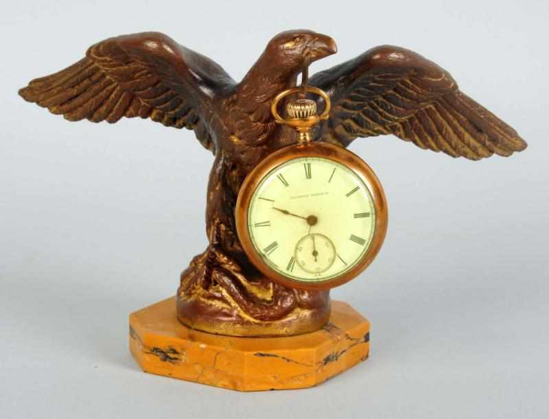 Appraisal: Brass Eagle on Marble Base Figural Watch Holder Click for