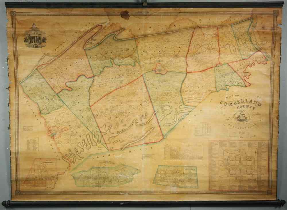 Appraisal: SCHOOLROOM MAP - Map of Cumberland County Pennsylvania made from