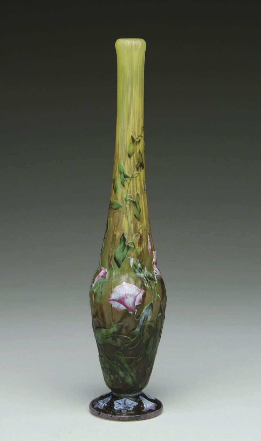 Appraisal: DAUM NANCY CAMEO STICK VASE Wonderful Daum Nancy stick vase