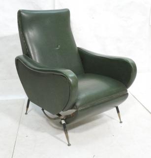 Appraisal: Italian Green Vinyl Recliner Chair Cloud form si Italian Green