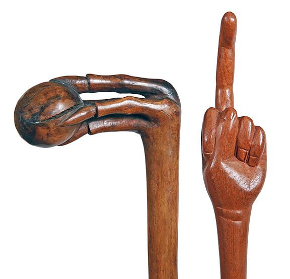 Appraisal: Pair of Folk Canes Exclusive on Bidsquare Early th Century-