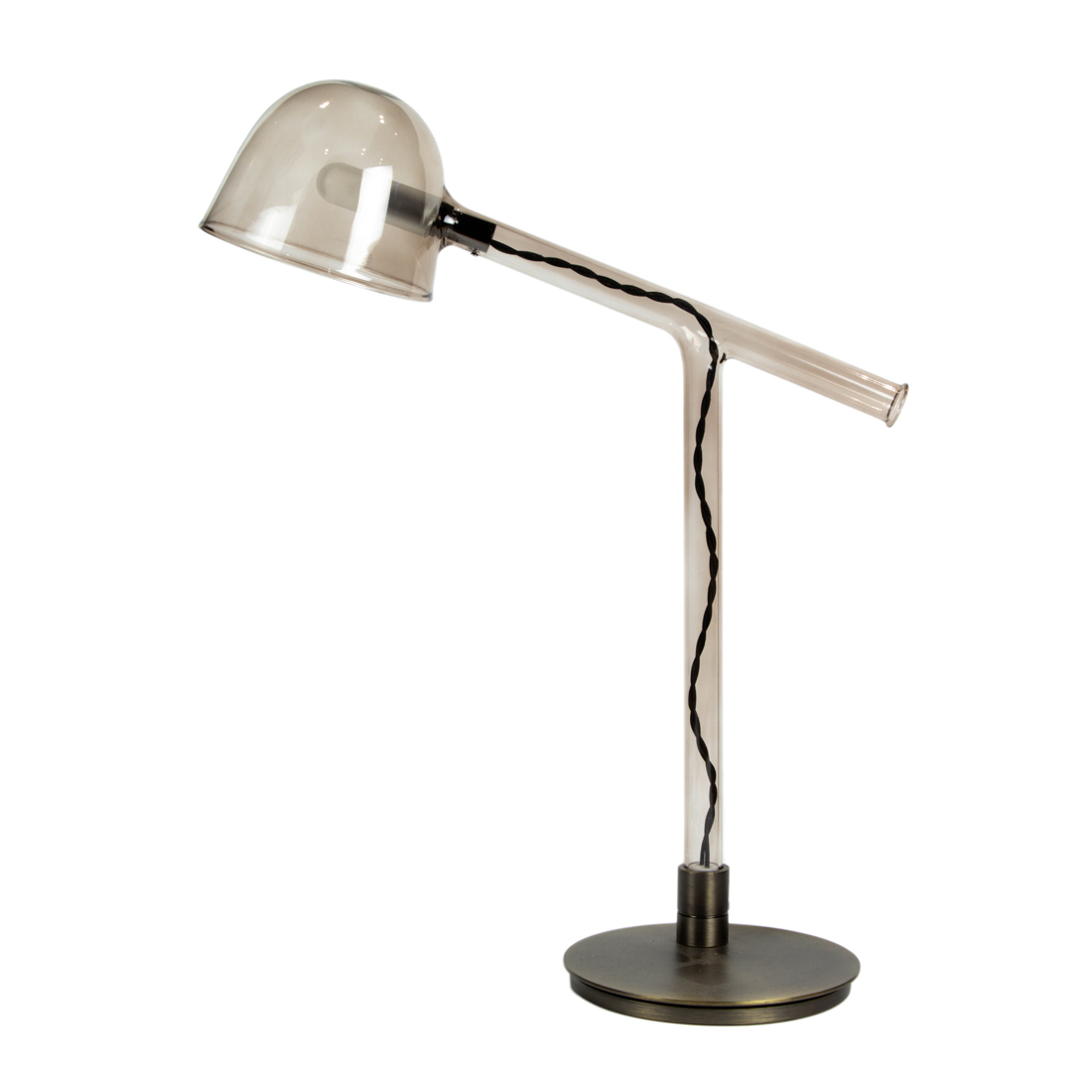 Appraisal: A PENTA FUME GLASS AND BRONZED METAL LABO TABLE LAMP