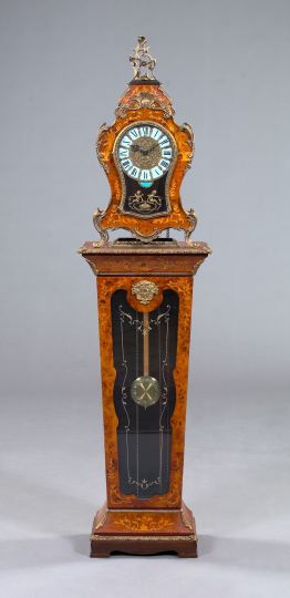 Appraisal: Attractive Lauris Italy Antique-Gilded Brass-Mounted Marquetry Regulateur in the rococo