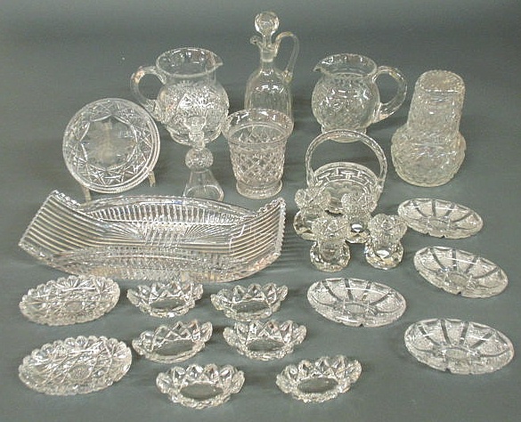 Appraisal: Group of cut glass tableware- pitchers saucer toothpick holder etc