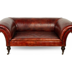 Appraisal: A George Smith Leather Sofa th Century Height x width