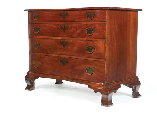 Appraisal: CHIPPENDALE SERPENTINE FRONT CHEST OF DRAWERS Probably Massachusetts nd half-