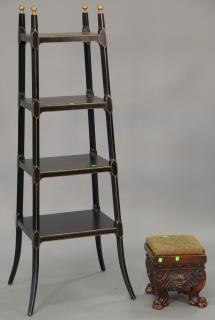 Appraisal: Three piece lot including Contemporary black etagere ht in serving