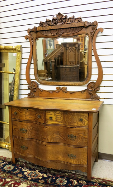 Appraisal: LATE VICTORIAN ASH DRESSER WITH ATTACHED TILT MIRROR American late