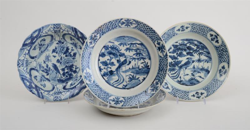 Appraisal: SET OF THREE CHINESE BLUE AND WHITE PORCELAIN SOUP PLATES