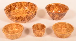 Appraisal: Five Pieces of Rockingham Glazed Yellowware Five Various Pieces of