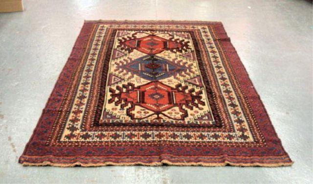 Appraisal: Afghan Carpet with Geometric Pattern From a Long Island home