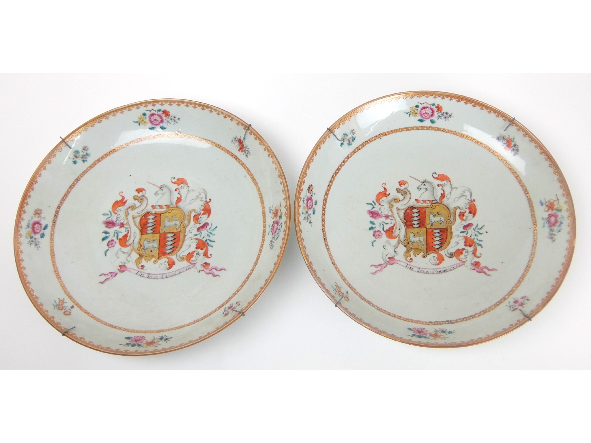 Appraisal: A pair of Chinese export Armorial disheseach with a large