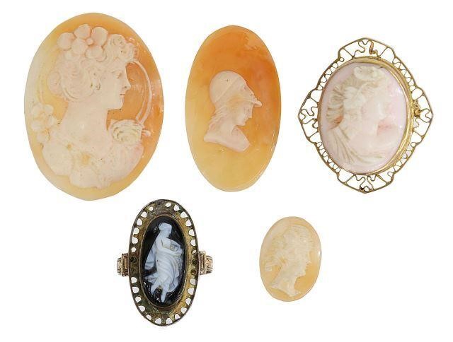 Appraisal: lot of Estate cameo jewelry including unmounted shell cameos one