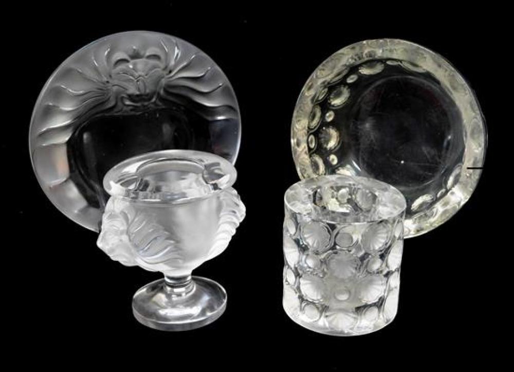 Appraisal: Modern Lalique four pieces of clear and frosted crystal two